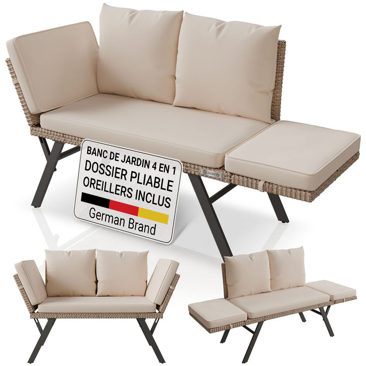 Banc multifonction en polyrotin Calvia Noir/Gris/Crème