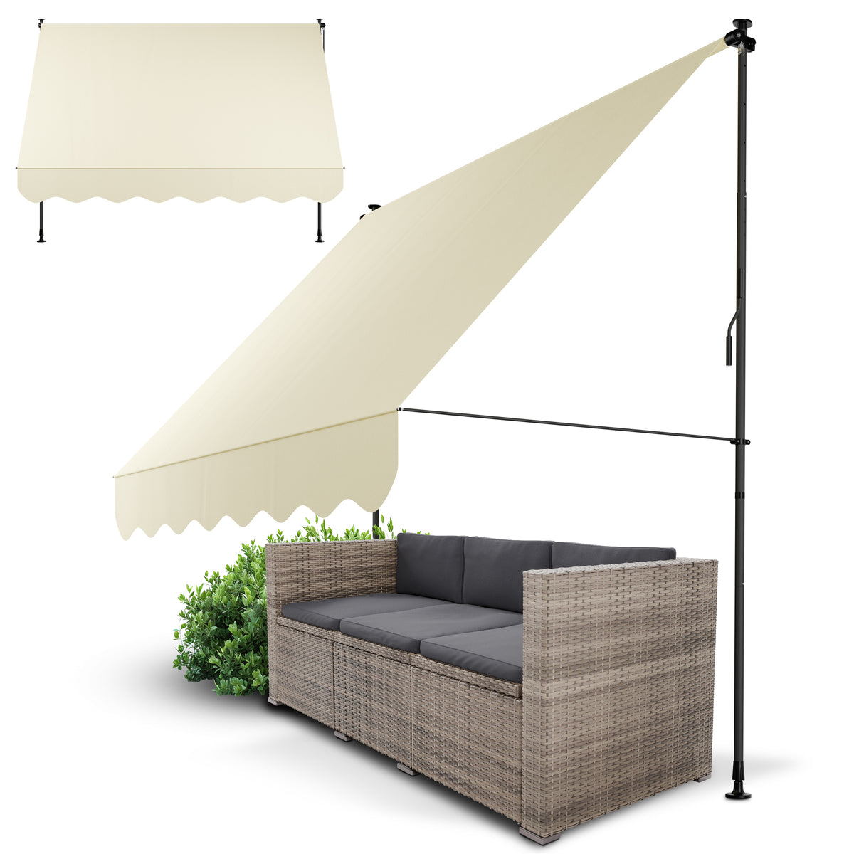 Store de balcon à pince Kapstadt – avec manivelle, jusqu'à 400 cm