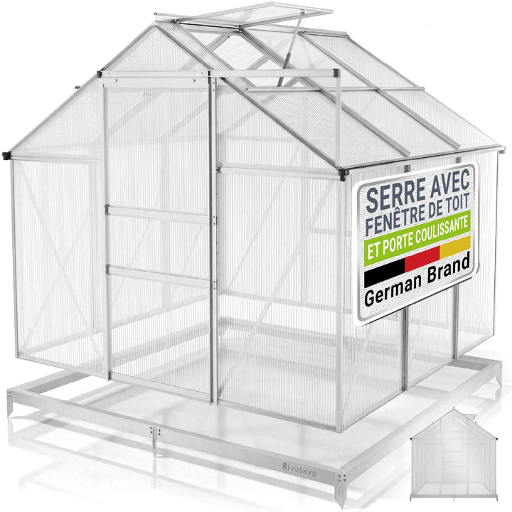 Serre en aluminium avec fondation