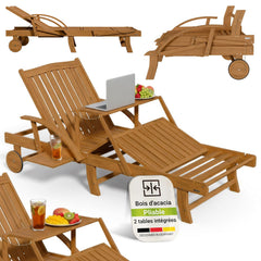 Chaise longue pliante de balcon SunScape en bois d'acacia