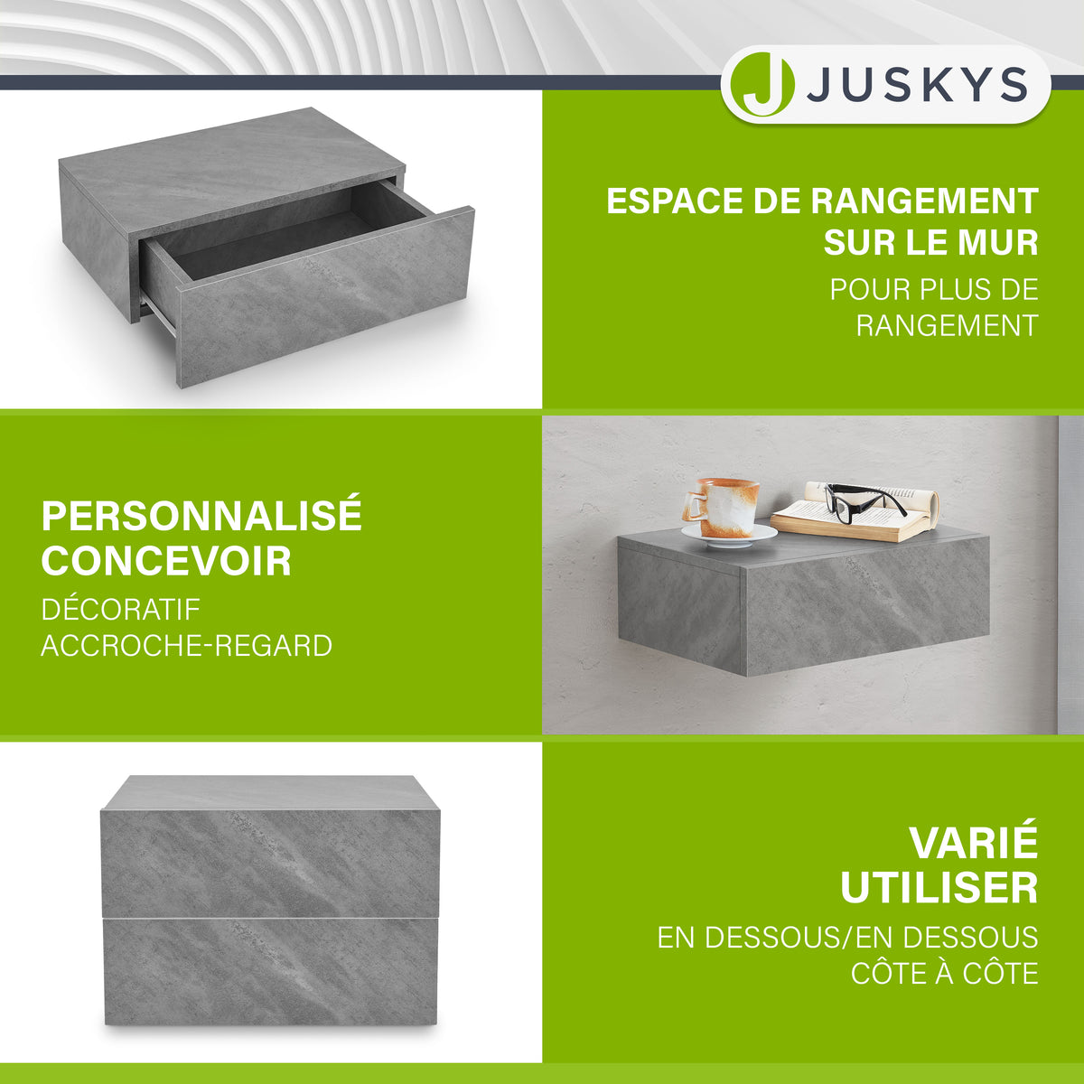 Lot de 2 tables de nuit suspendues