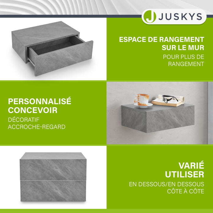 Lot de 2 tables de nuit suspendues