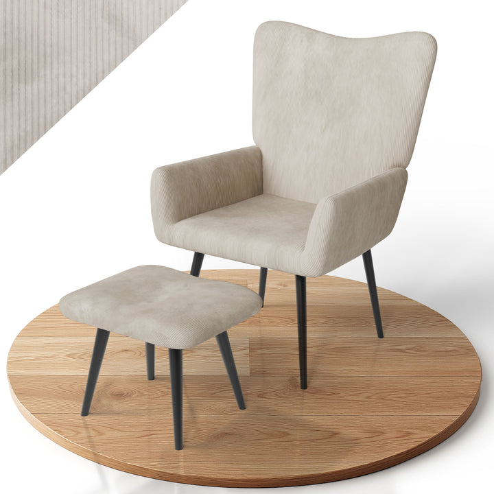 Fauteuil à oreilles avec tabouret Odense en option