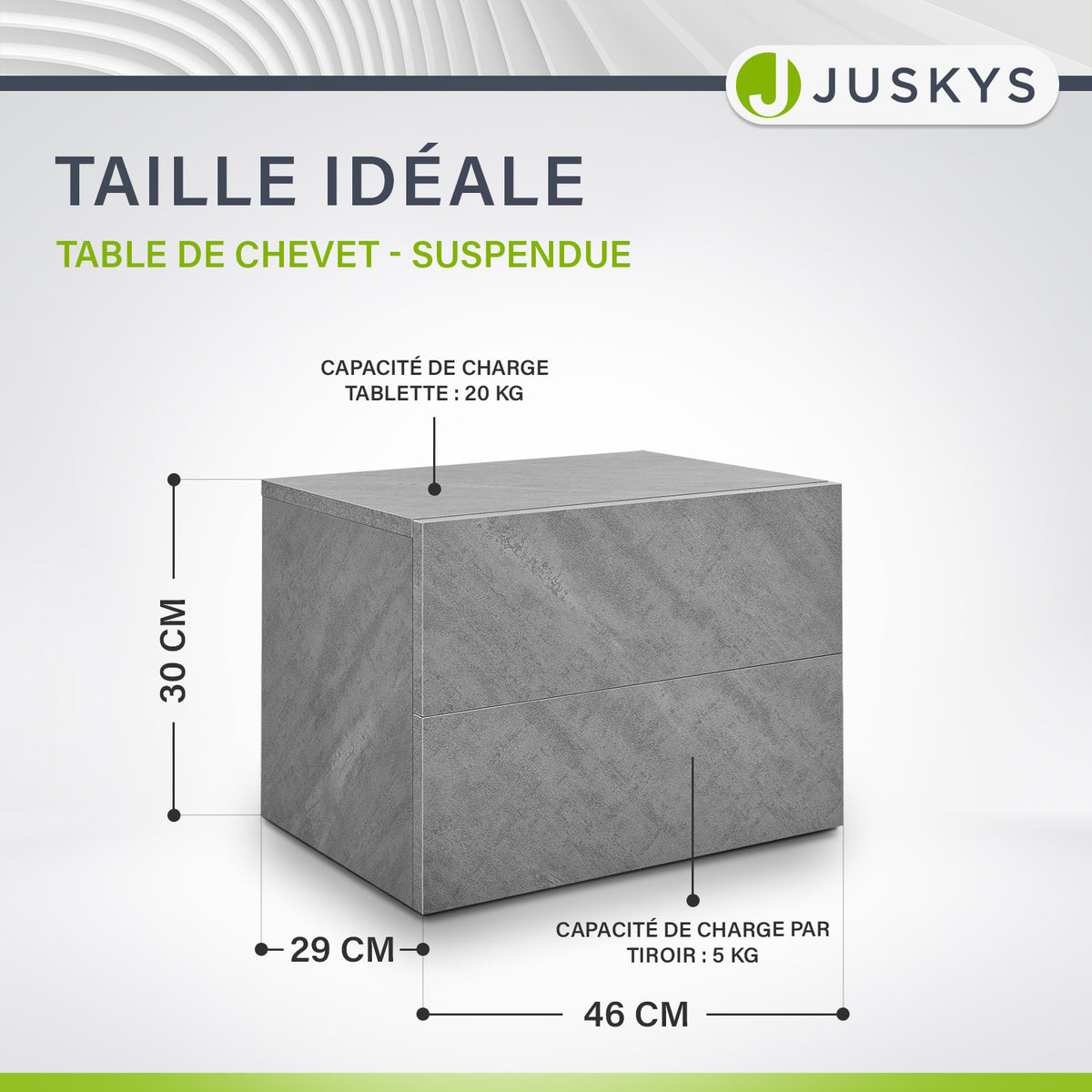 Table de chevet murale suspendue