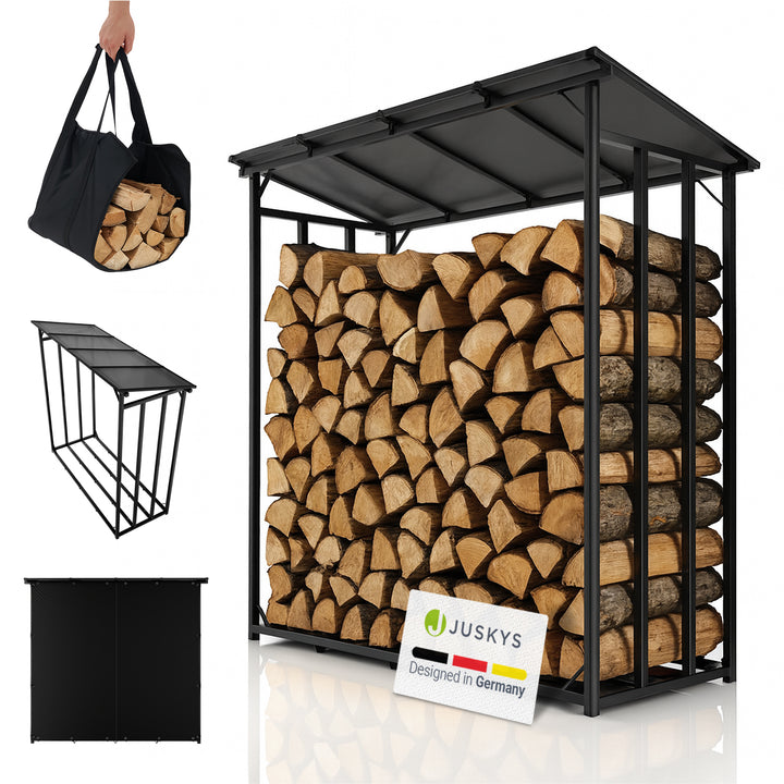 Râtelier à bois d'extérieur avec toit