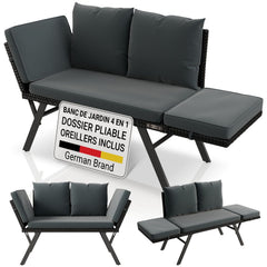 Banc multifonction en polyrotin Calvia Noir/Gris/Crème