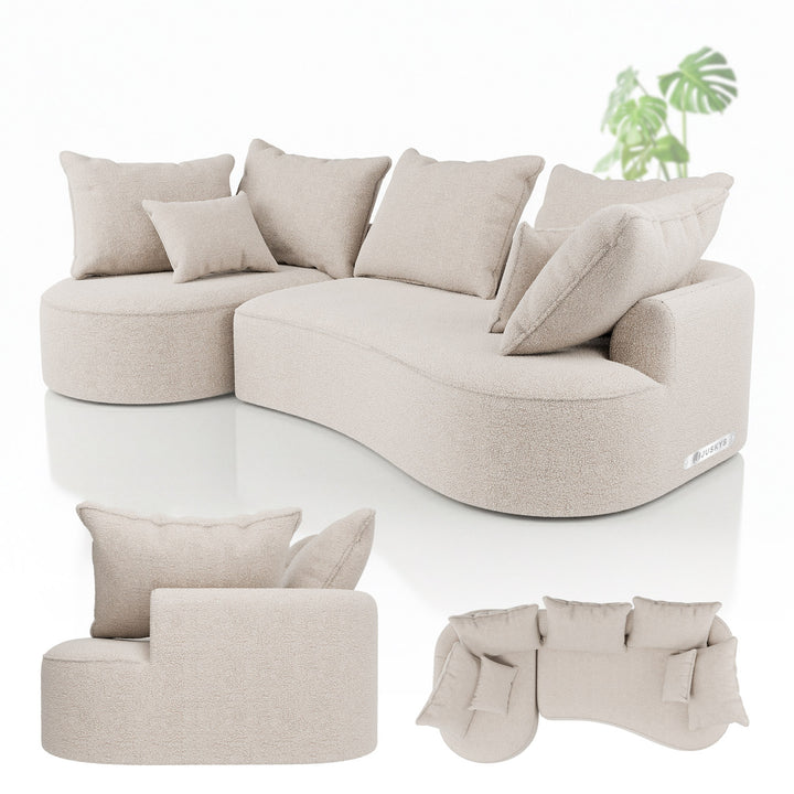 Canapé Tirano avec pouf et coussins décoratifs