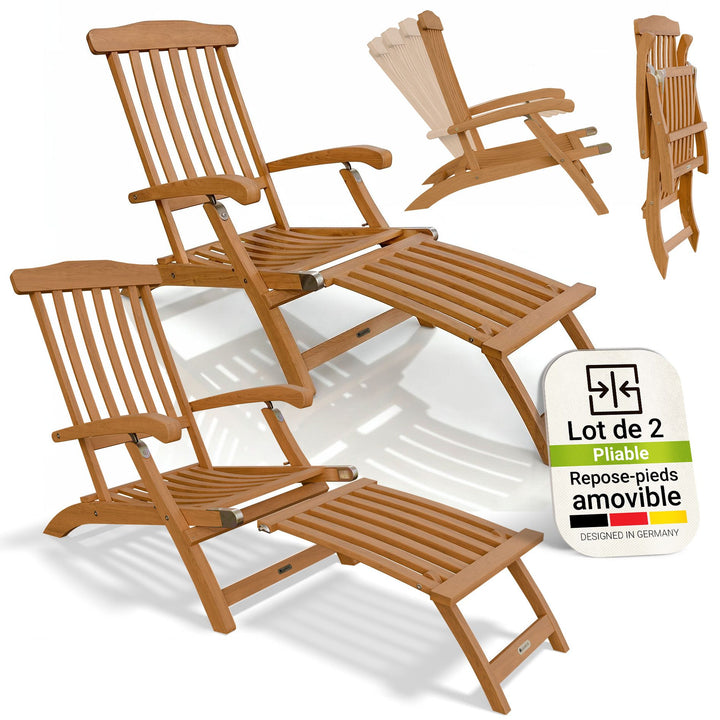 Bain de soleil de jardin résistant aux intempéries en bois huilé