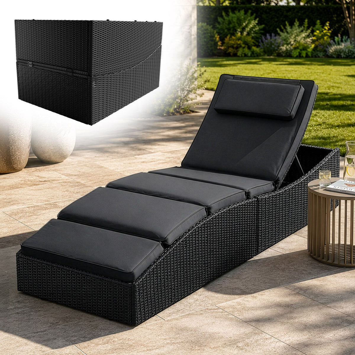 Chaise longue pliable en polyrotin Lamia