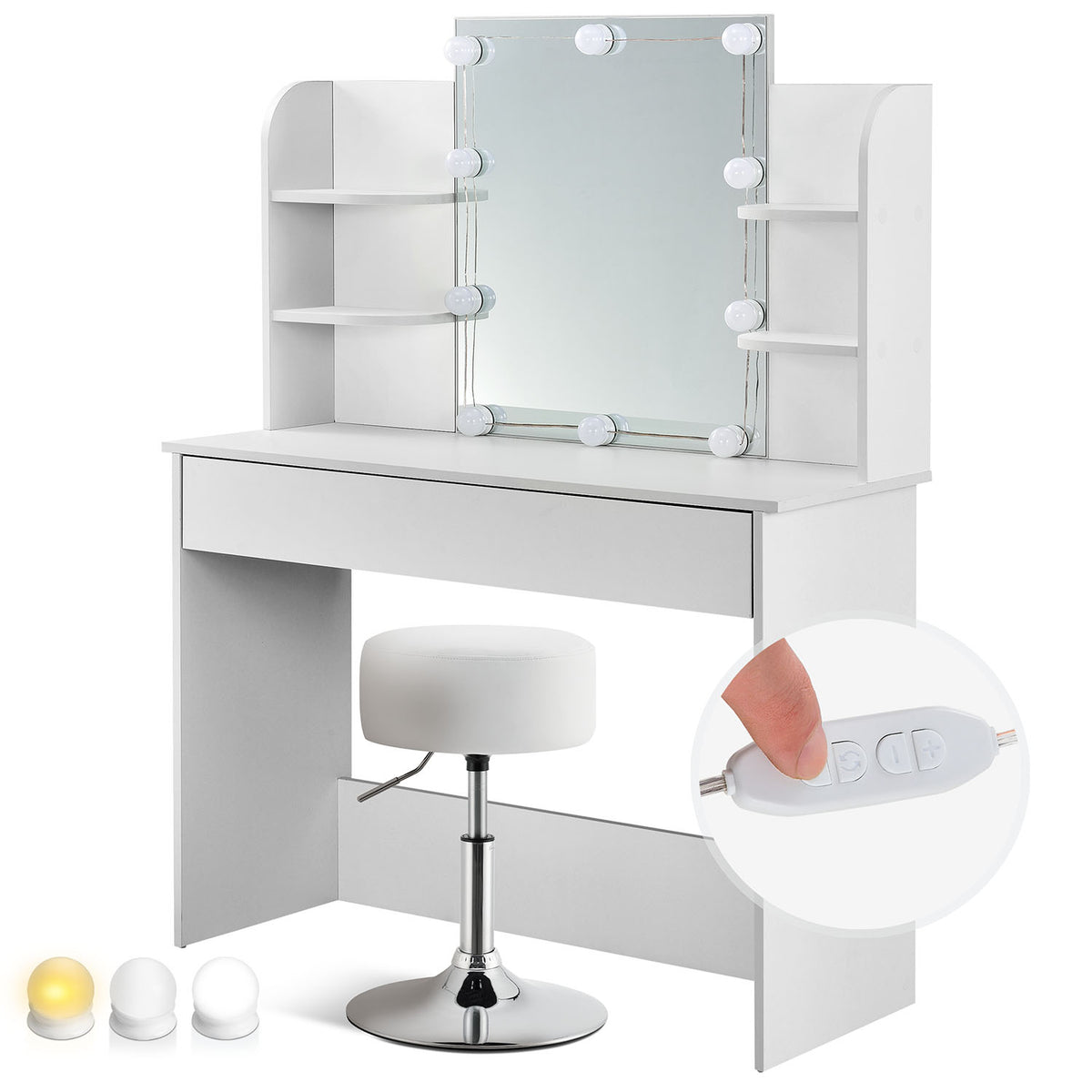 Coiffeuse Bella avec tabouret Tonia
