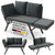 Banc multifonction en polyrotin Calvia Noir/Gris/Crème