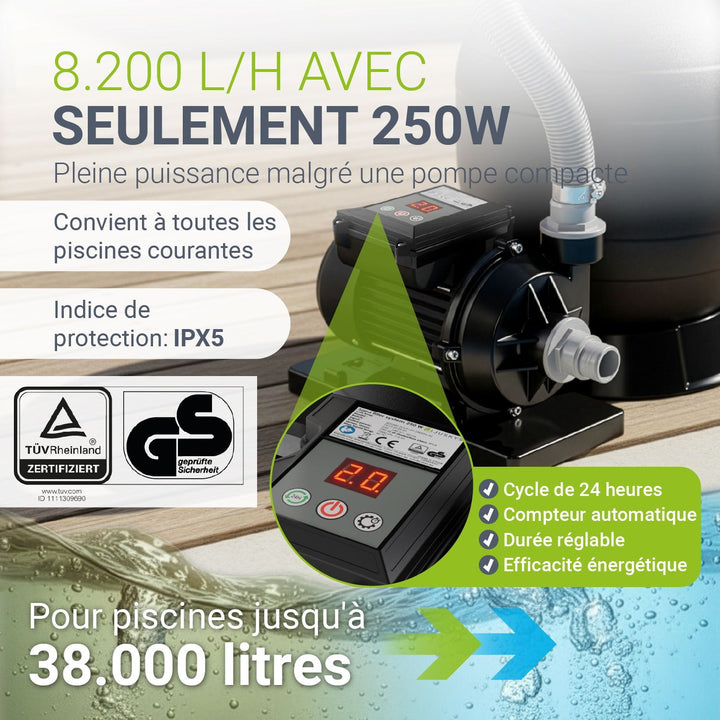Système de filtration à sable pour piscines jusqu'à 30 000 litres