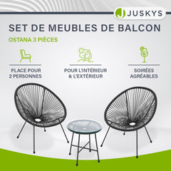 Ensemble de meubles de balcon Ostana 3 pièces