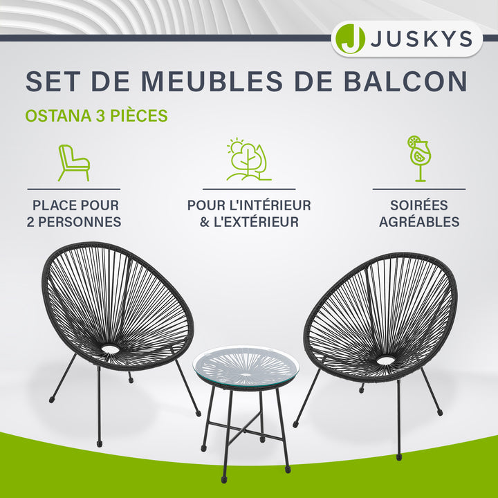 Ensemble de meubles de balcon Ostana 3 pièces