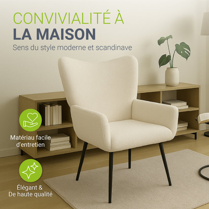 Fauteuil à oreilles avec tabouret Odense en option