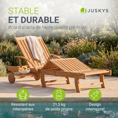 Chaise longue pliante de balcon SunScape en bois d'acacia
