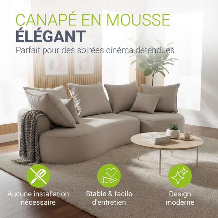 Canapé Tirano avec pouf et coussins décoratifs