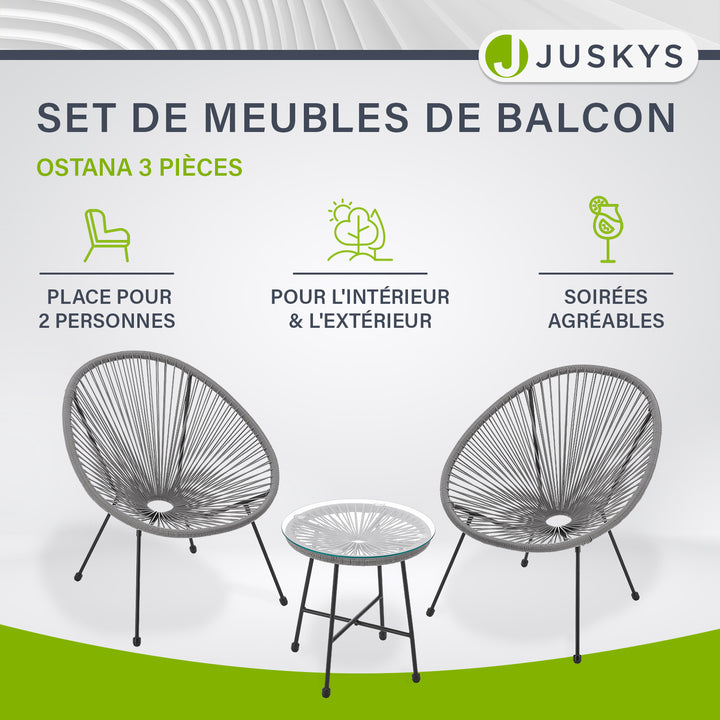 Ensemble de meubles de balcon Ostana 3 pièces