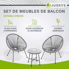 Ensemble de meubles de balcon Ostana 3 pièces