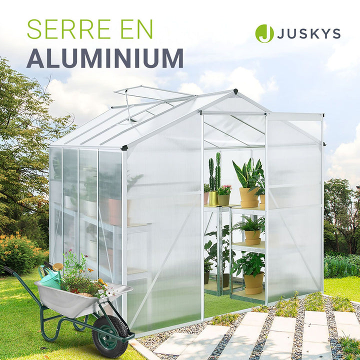 Serre en aluminium avec fondation