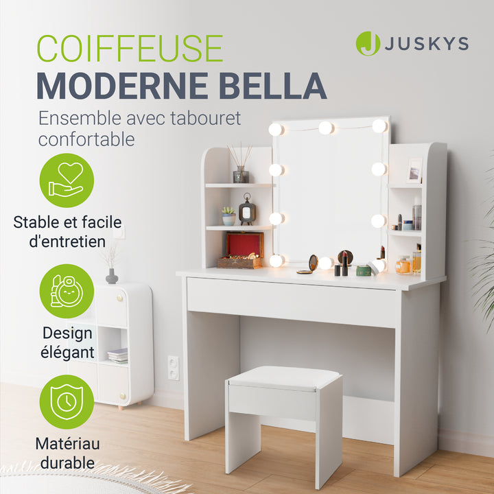 Coiffeuse Bella avec tabouret Melly