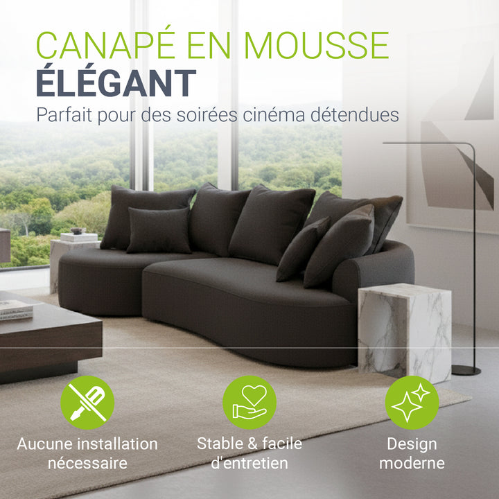 Canapé Tirano avec pouf et coussins décoratifs