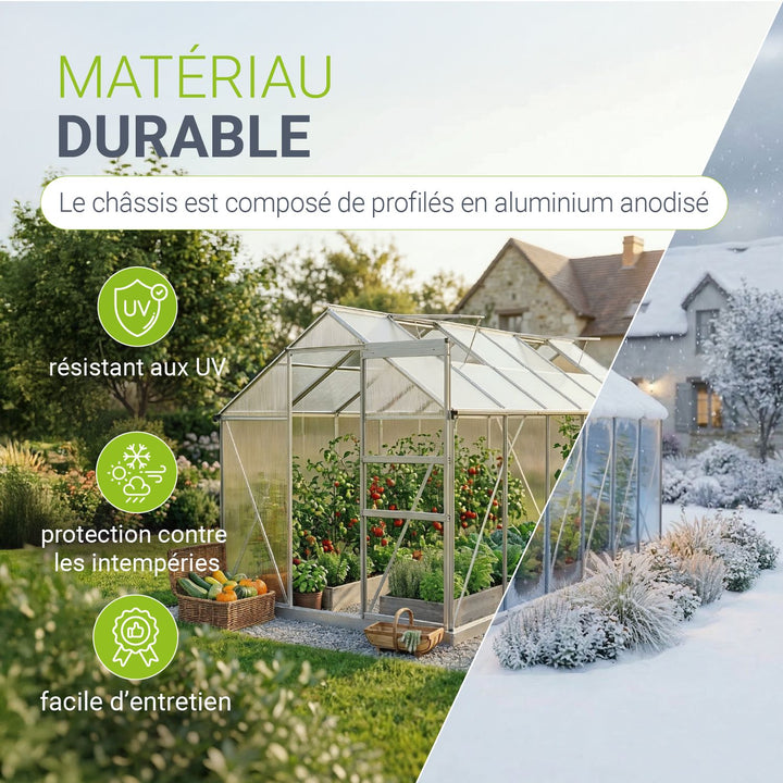 Serre en aluminium avec fondation