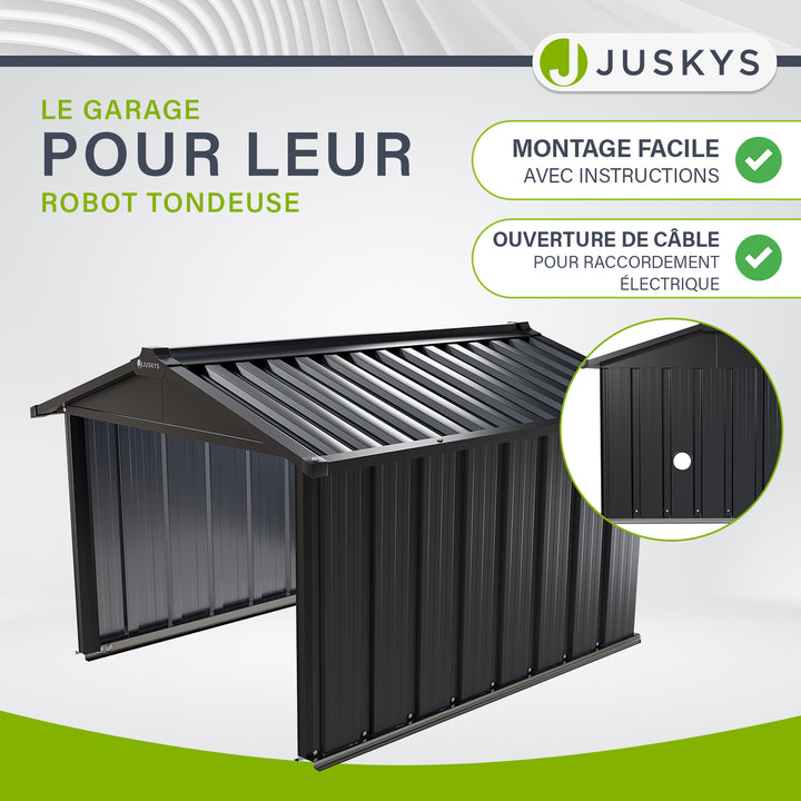 Garage pour tondeuse robotisée avec toit en pente