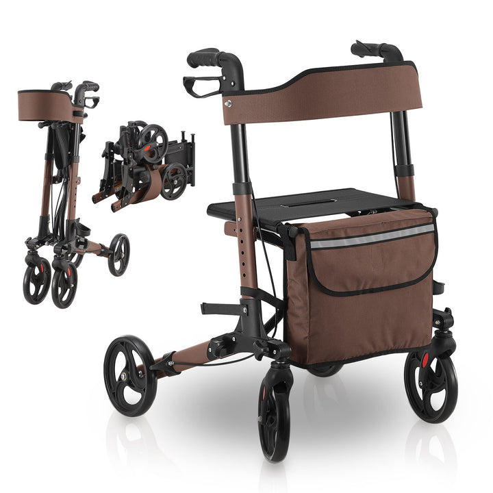 Déambulateur en aluminium Vital – pliable, avec siège et sac à provisions – jusqu'à 130 kg