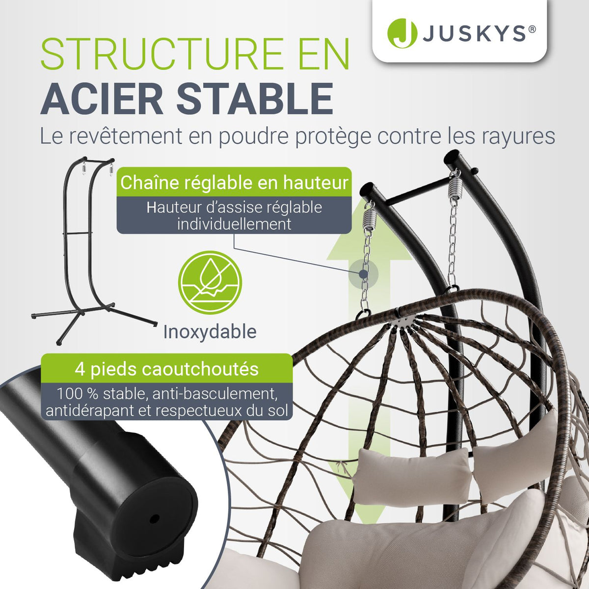 Fauteuil suspendu double en résine tressée Aria