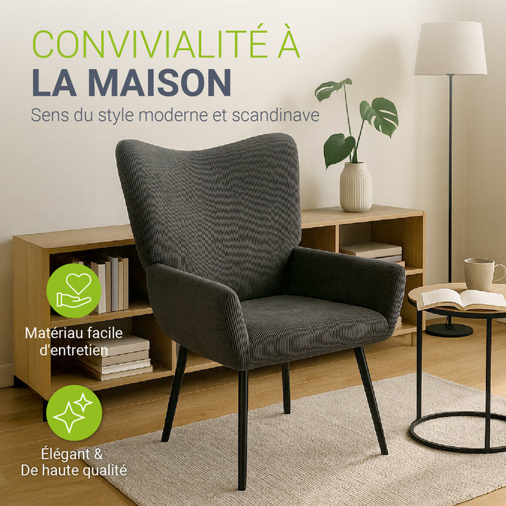 Fauteuil à oreilles avec tabouret Odense en option