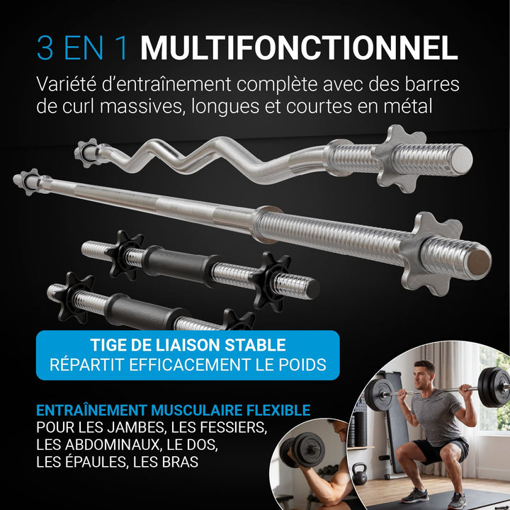 Ensemble d'haltères 3 en 1 60 kg