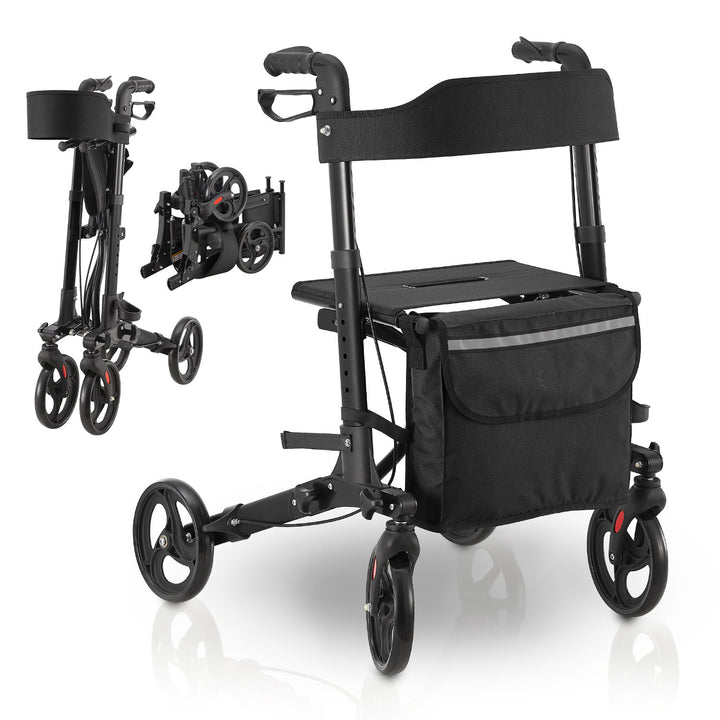Déambulateur en aluminium Vital – pliable, avec siège et sac à provisions – jusqu'à 130 kg