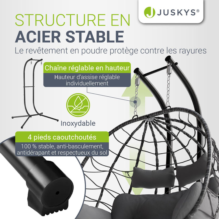 Fauteuil suspendu double en polyrotin Aria