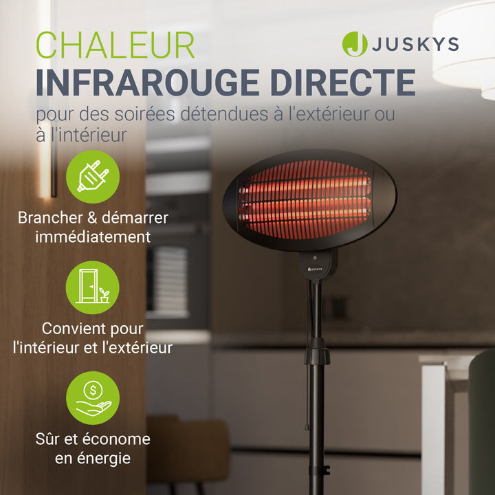 Radiateur infrarouge 2000W noir extérieur