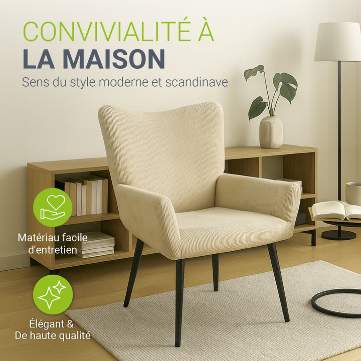 Fauteuil à oreilles avec tabouret Odense en option