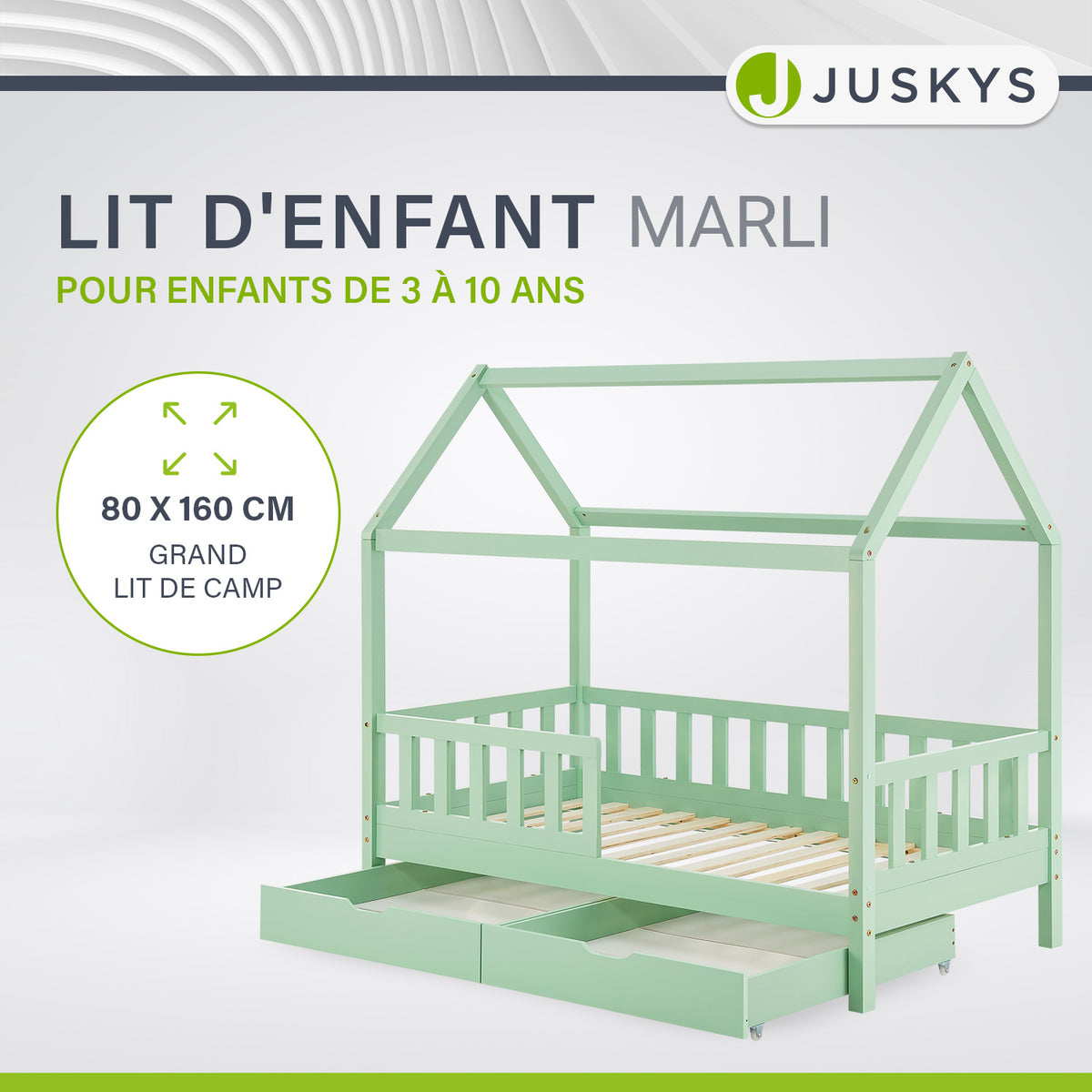 Lit enfant Marli 80 x 160 cm avec sommier
