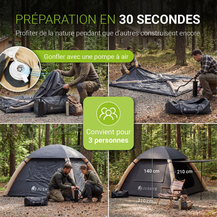 Tente gonflable avec accessoires pour 1 à 4 personnes