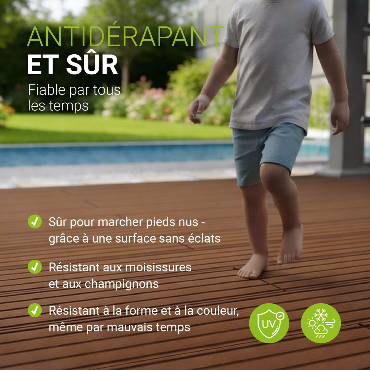 Lames de terrasse en WPC Teck