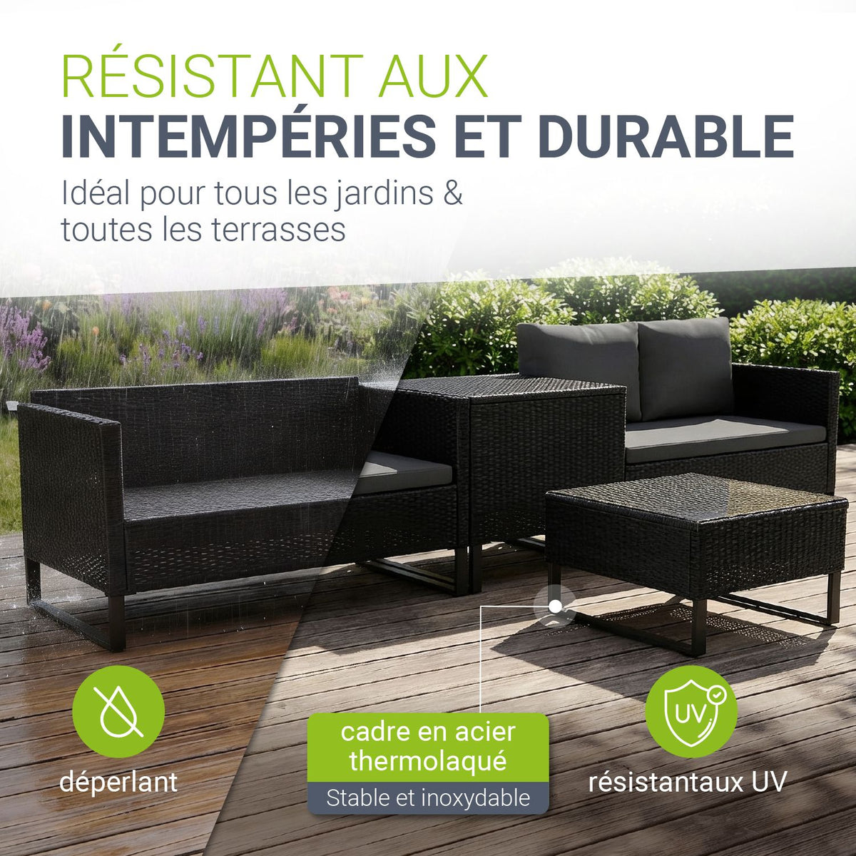 Salon de jardin pour 4 personnes Santorin