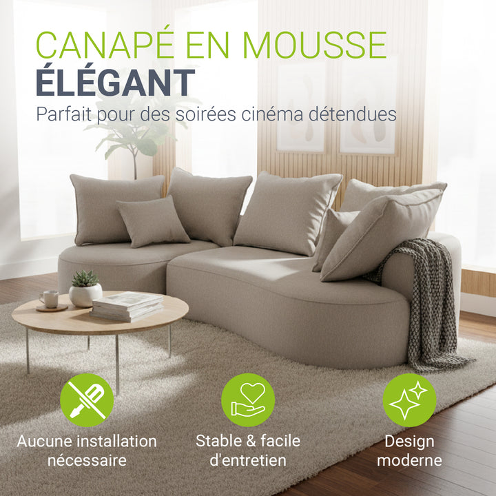Canapé Tirano avec pouf et coussins décoratifs