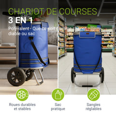 Chariot de courses 3 en 1 - Capacité 56 L