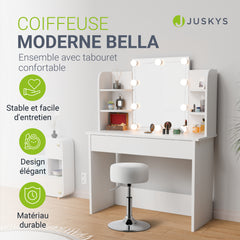 Coiffeuse Bella avec tabouret Tonia