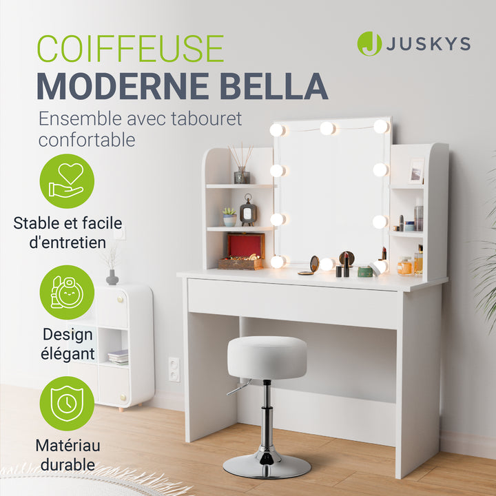 Coiffeuse Bella avec tabouret Tonia