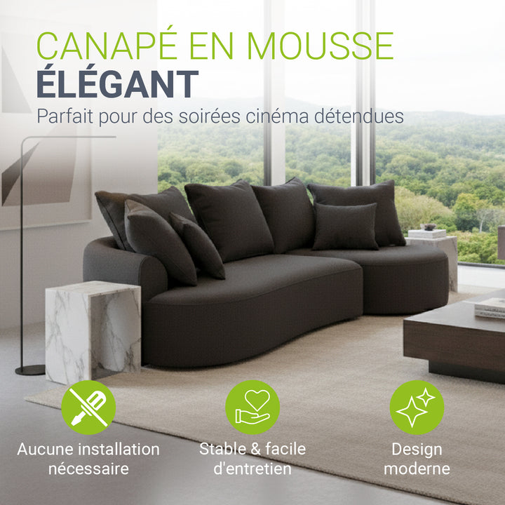 Canapé Tirano avec pouf et coussins décoratifs