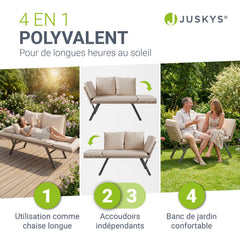 Banc multifonction en polyrotin Calvia Noir/Gris/Crème