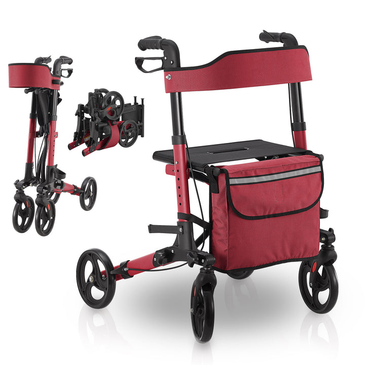 Déambulateur en aluminium Vital – pliable, avec siège et sac à provisions – jusqu'à 130 kg