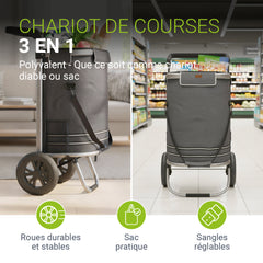 Chariot de courses 3 en 1 - Capacité 56 L
