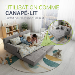 Canapé enfant Kayo avec revêtement en velours côtelé et coussins