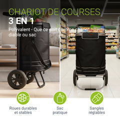 Chariot de courses 3 en 1 - Capacité 56 L